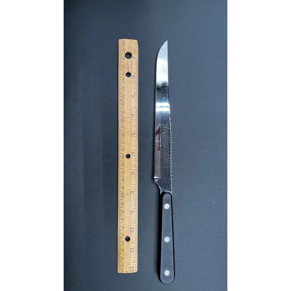 Ever Sharp Kitchen Knife Set 7 Pc Serrated Straight Stainless Chefs Boning‎ Vtg